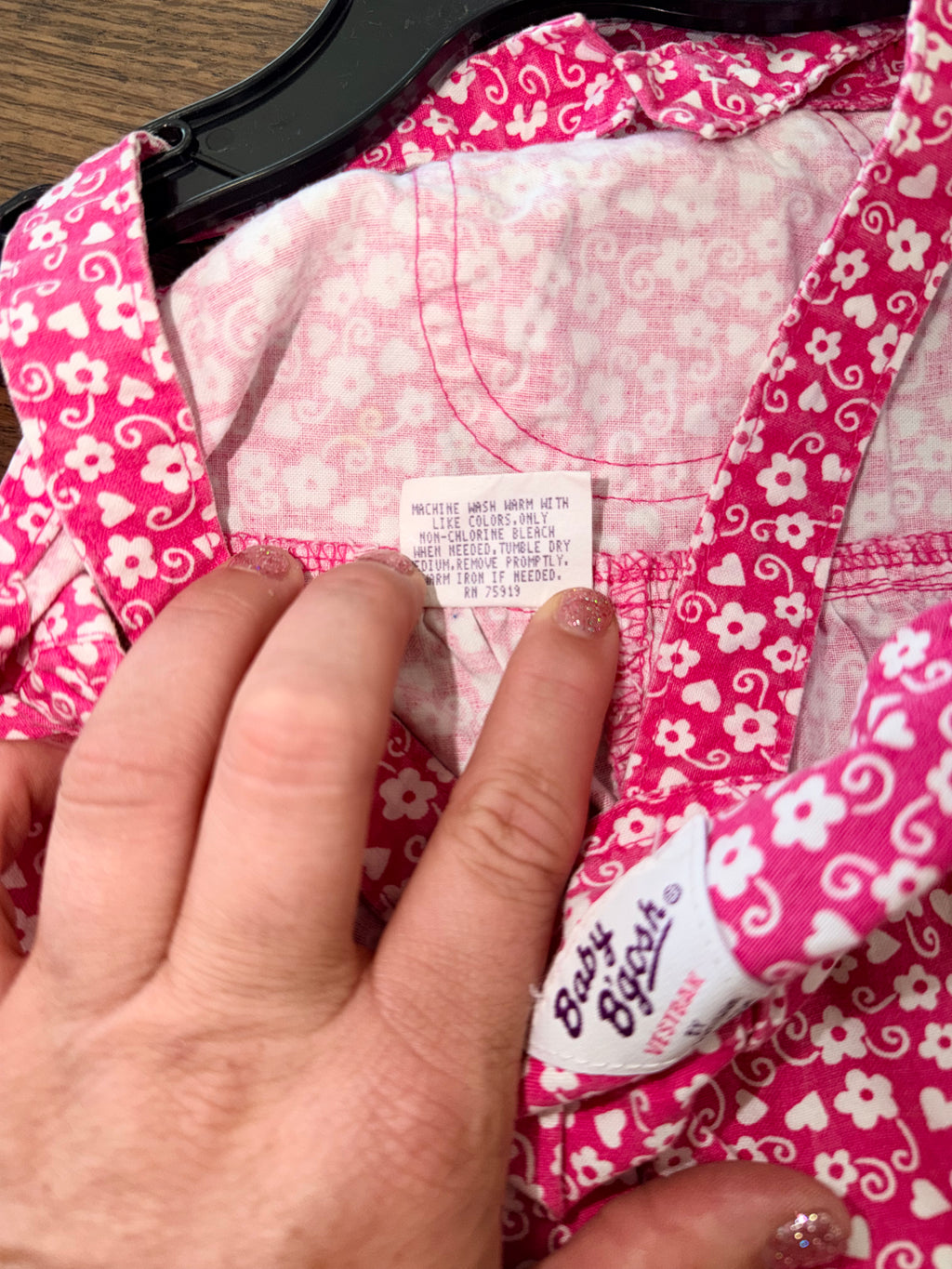 OshKosh B’Gosh Baby B’Gosh Girls Pink Floral Shortall Romper 18M Y2K