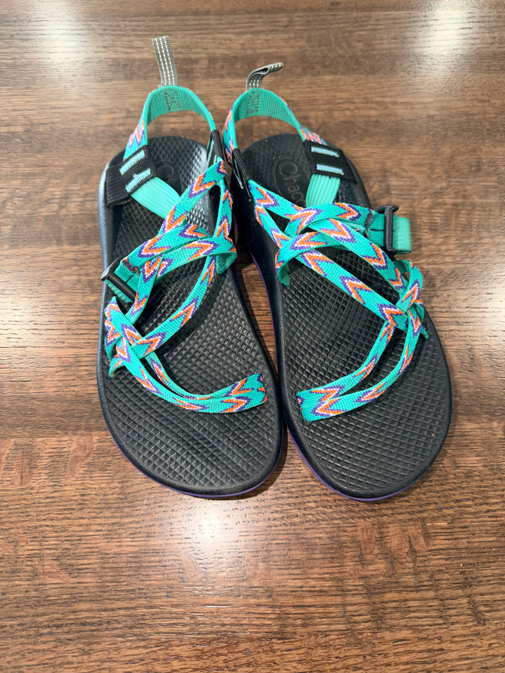 Chaco ZX1 Ecotread Kids Sandals Youth Size 5 Mint Green Purple Adjustable