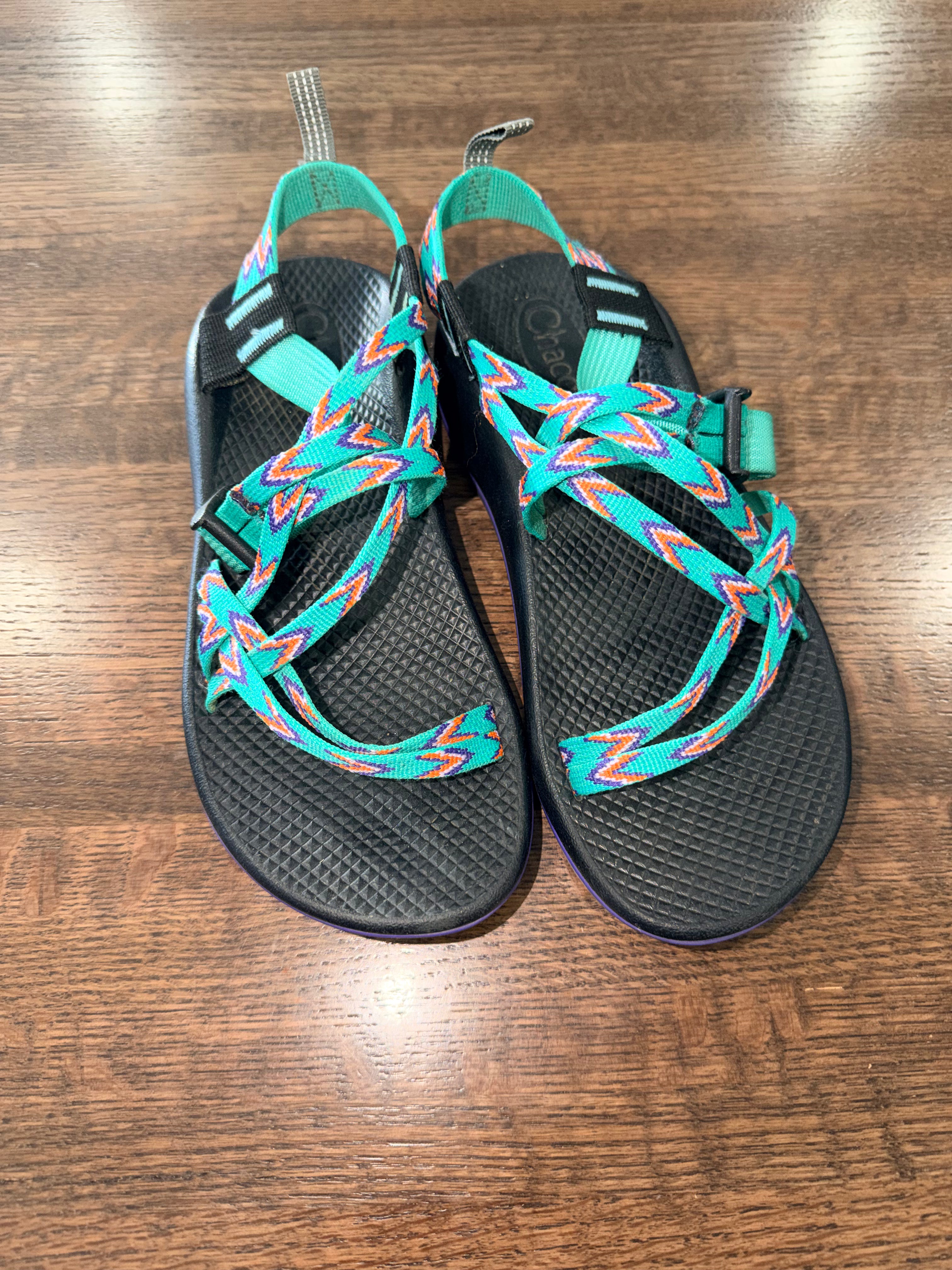 Chaco ZX1 Ecotread Kids Sandals Youth Size 5 Mint Green Purple Adjustable