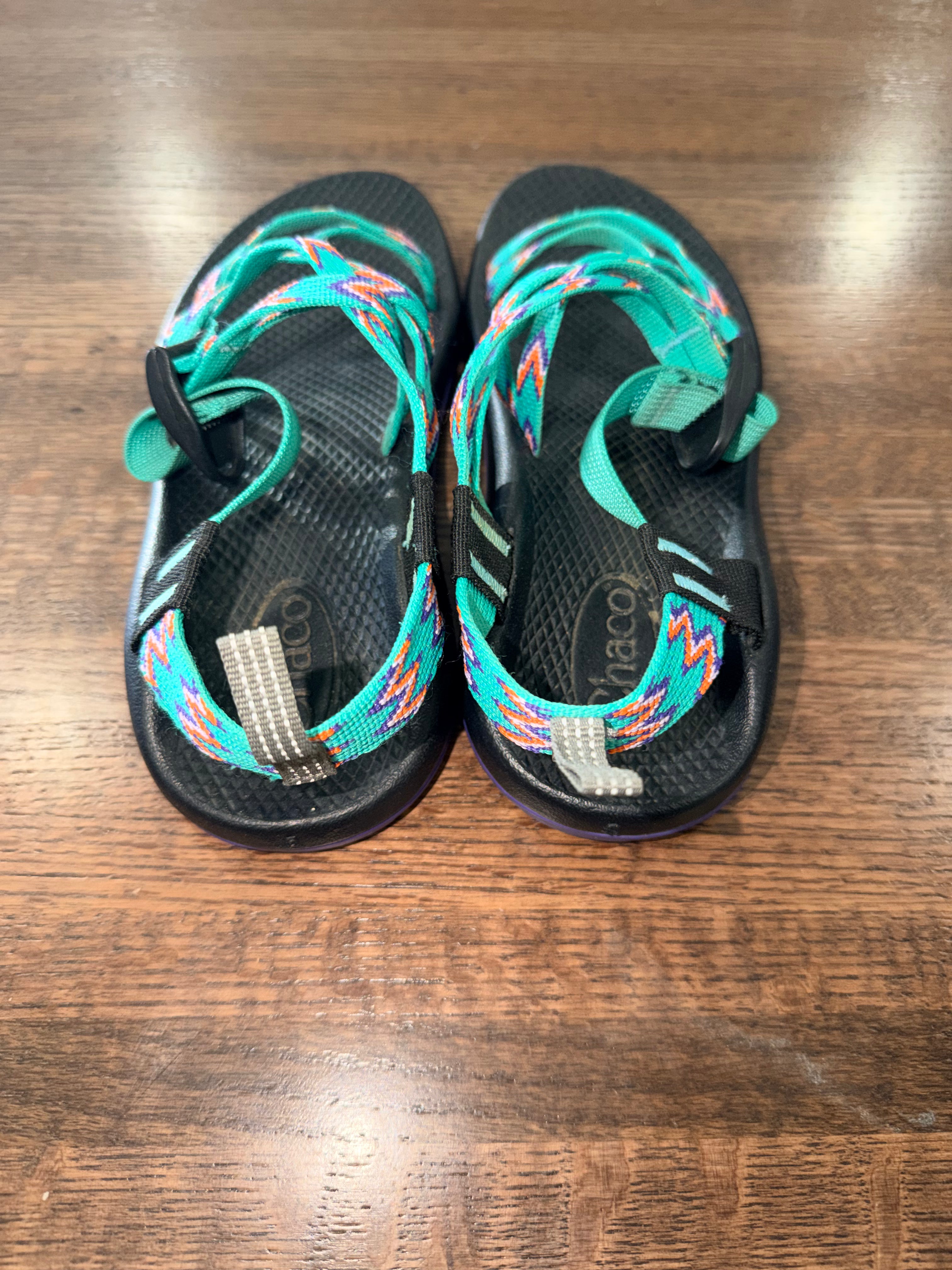 Chaco ZX1 Ecotread Kids Sandals Youth Size 5 Mint Green Purple Adjustable