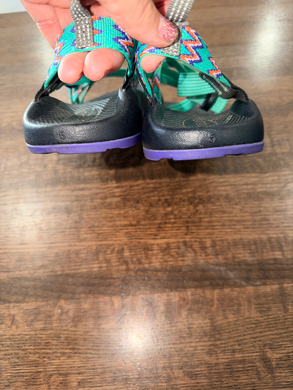 Chaco ZX1 Ecotread Kids Sandals Youth Size 5 Mint Green Purple Adjustable