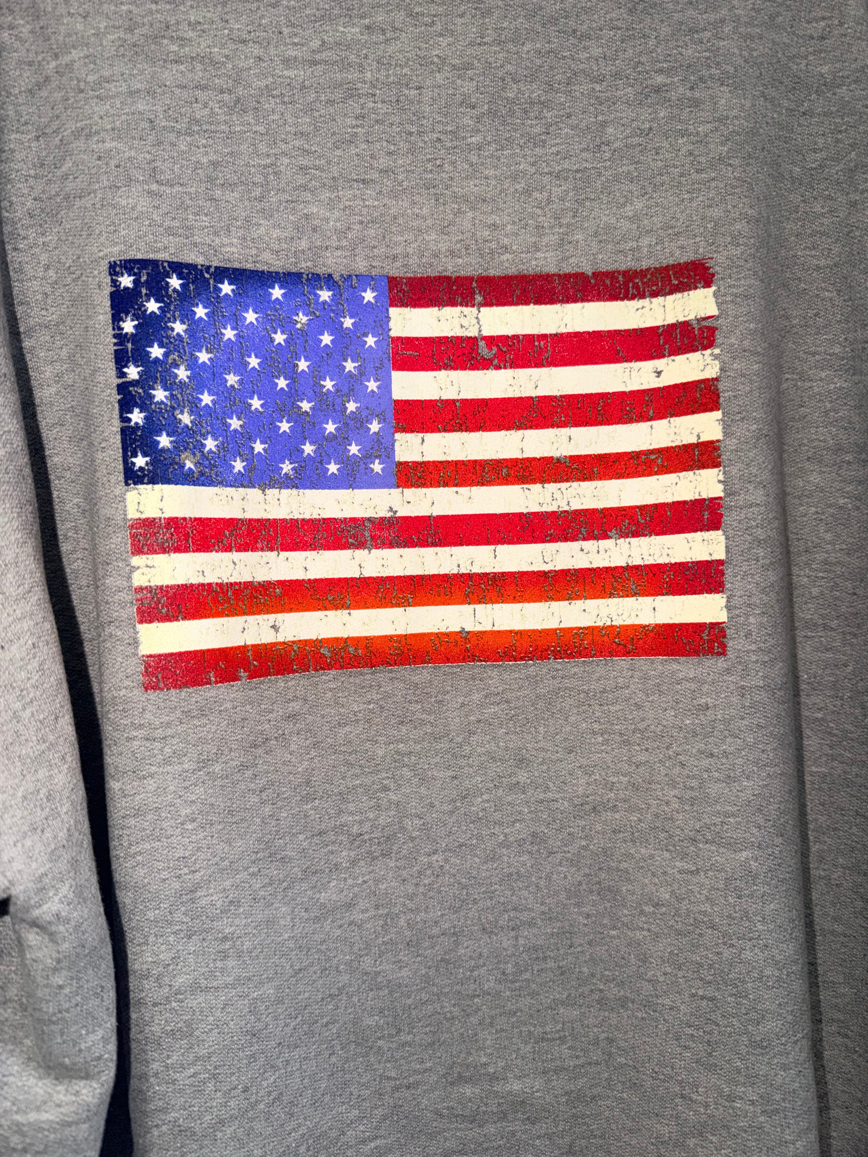 Vintage Walt Disney World USA Flag Sweatshirt 2XL Gray Patriotic Disney 90s Y2K