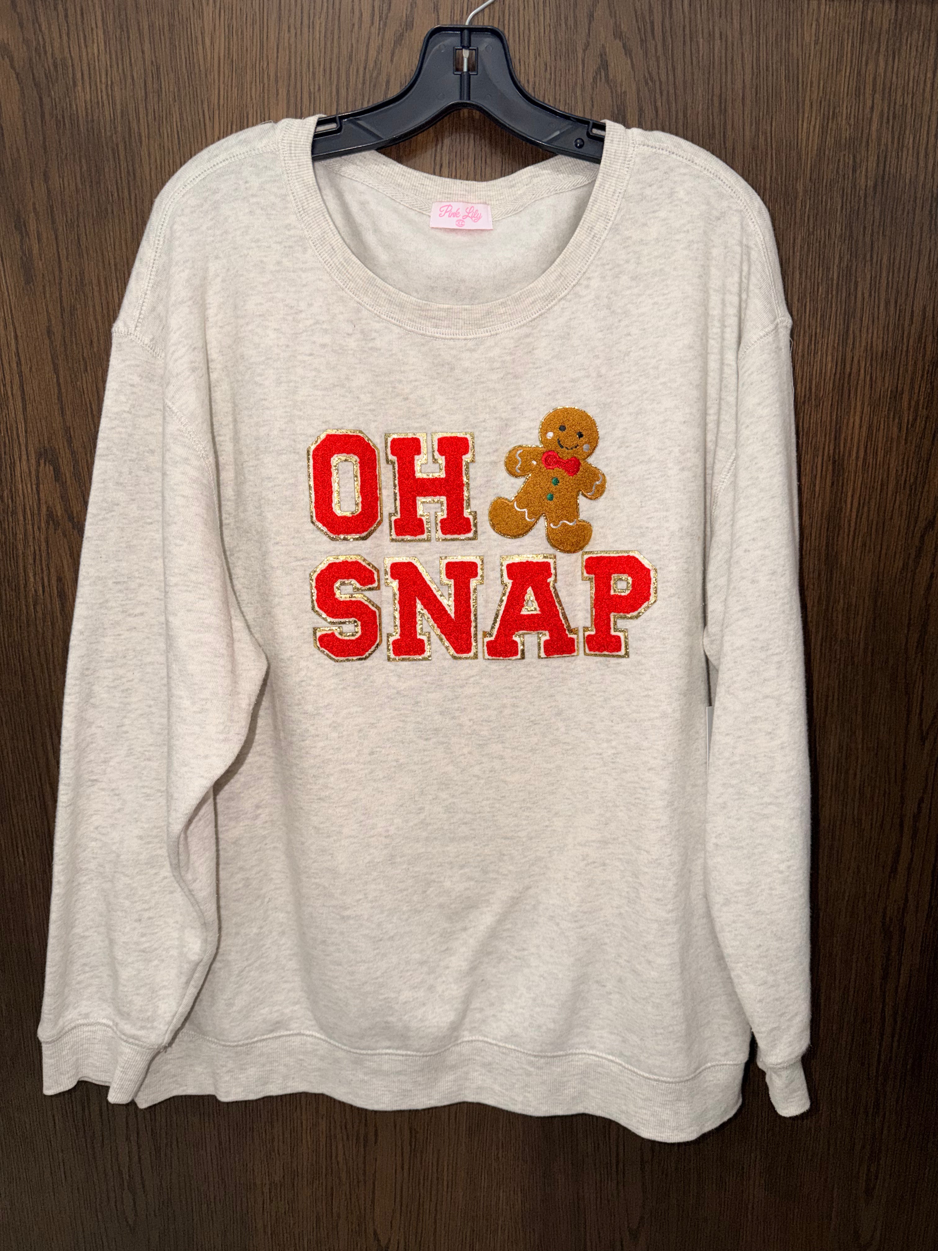 Pink Lily “Oh Snap” Crew Sweatshirt Size XL