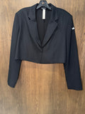 Alo Yoga Cropped Blazer Women’s Size M Black Logo Sleeve Tailored Jacket