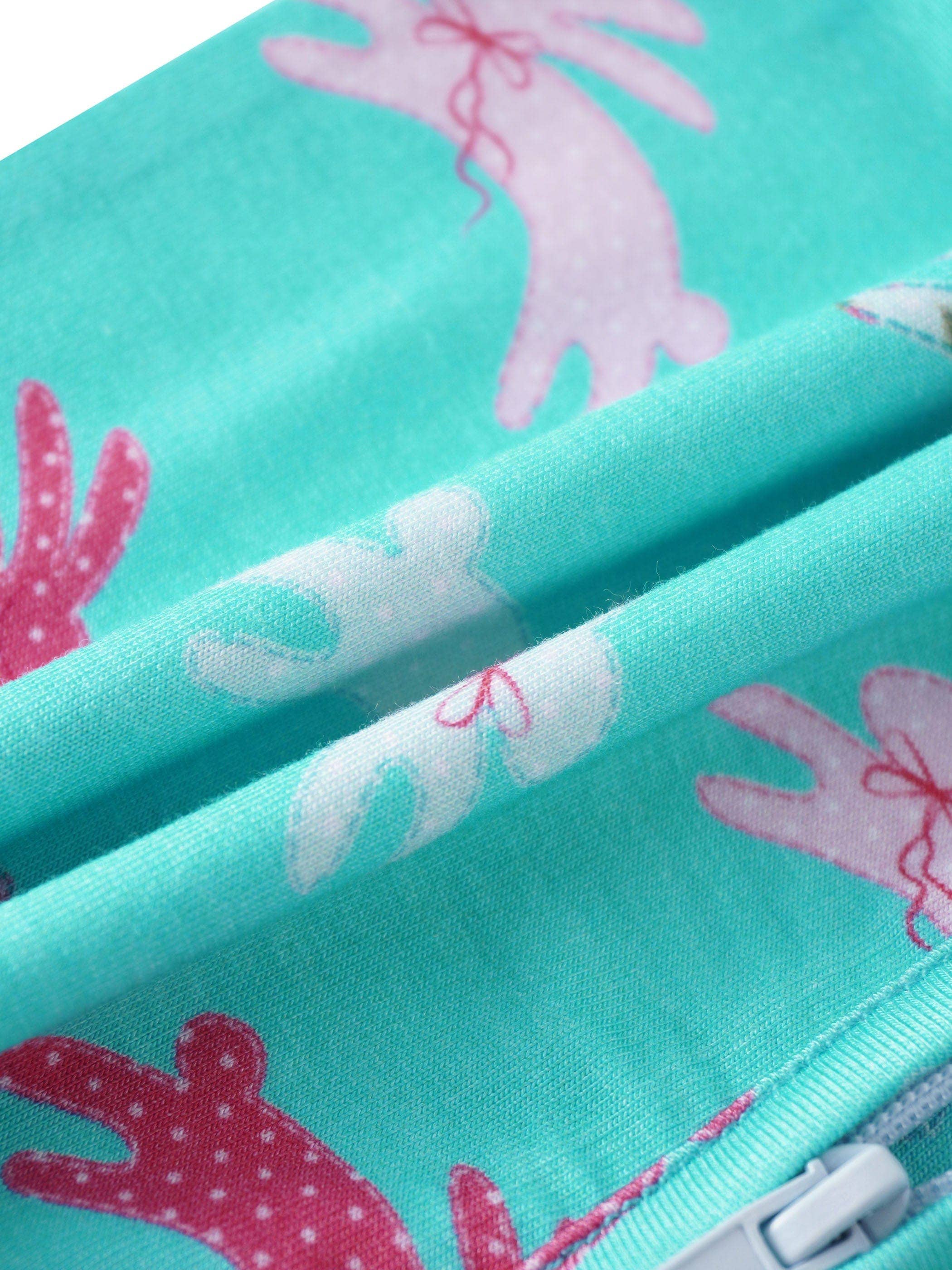 PoshTOT Little Flower Rabbit Bamboo Baby Convertible Zippy Romper: 12-18M