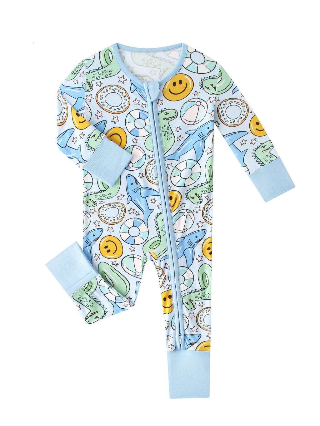 PoshTOT Summer Bamboo Baby Convertible Zippy Romper: 3-6M