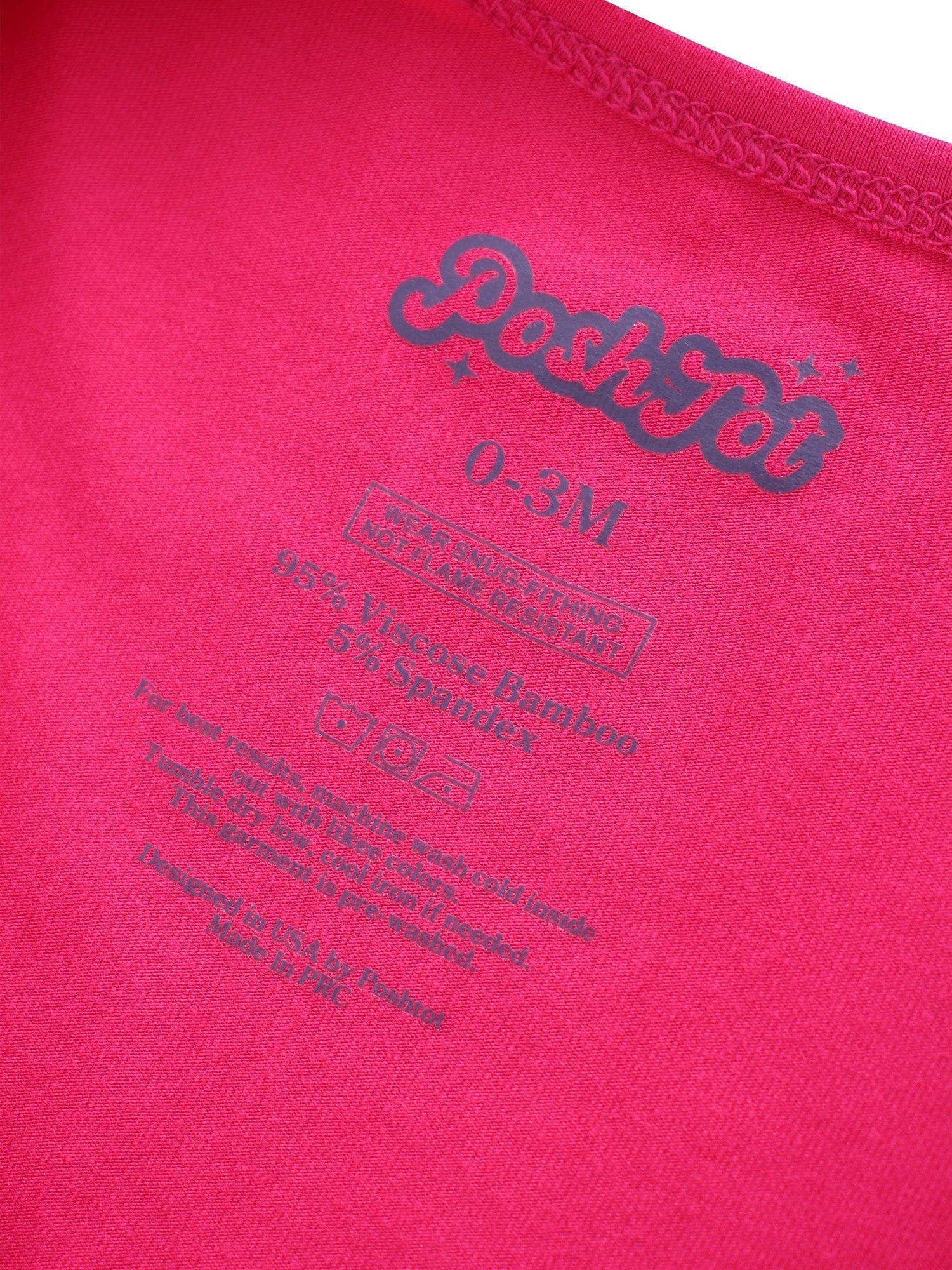 PoshTOT Hot Pink Bamboo Baby Convertible Zippy Romper: 6-9M