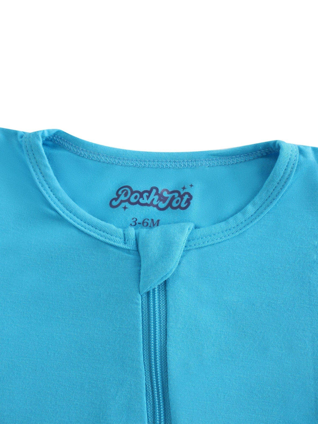 PoshTOT Blue Bamboo Baby Convertible Zippy Romper: 6-9M