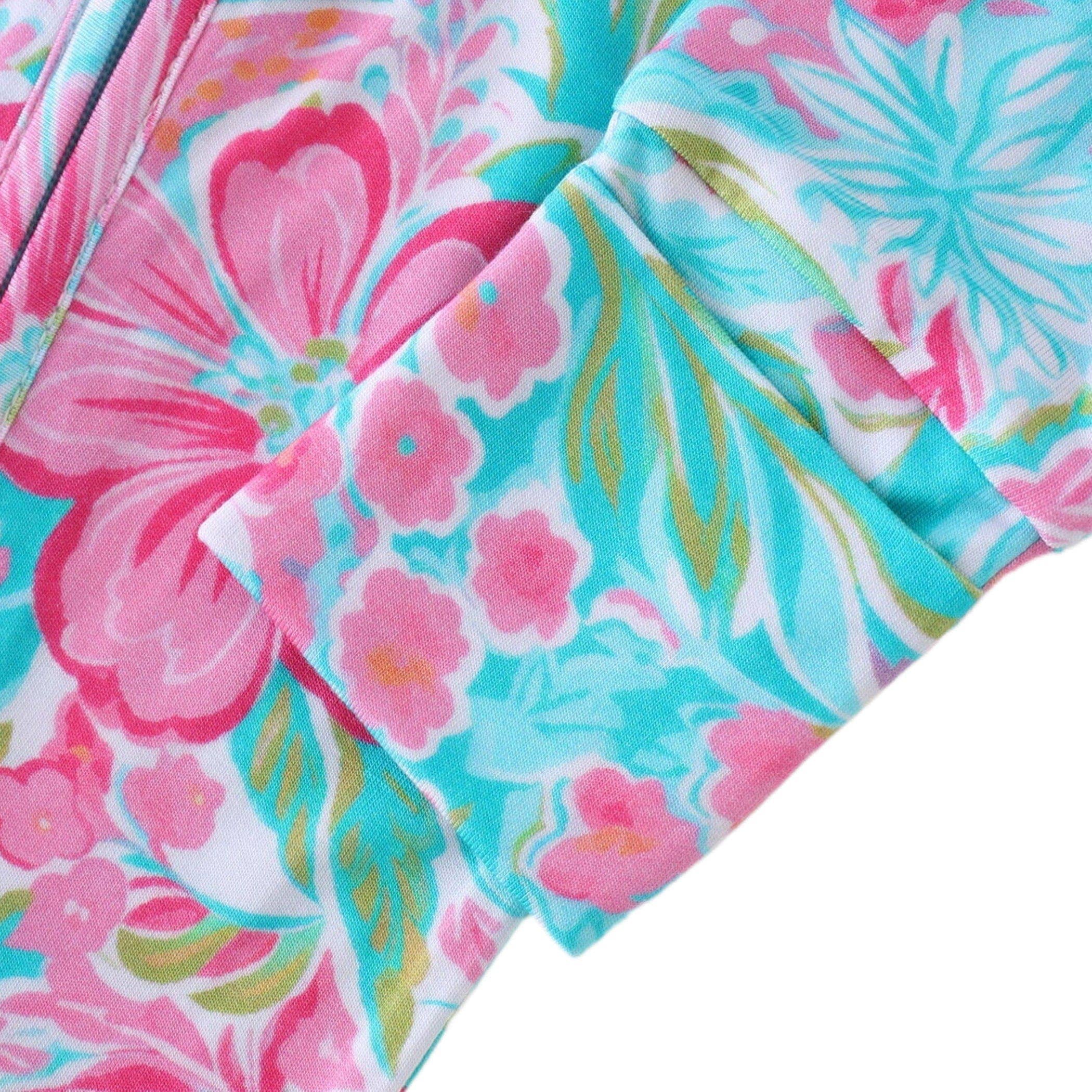 PoshTOT Summer Floral Bamboo Baby Convertible Zippy Romper: 12-18M