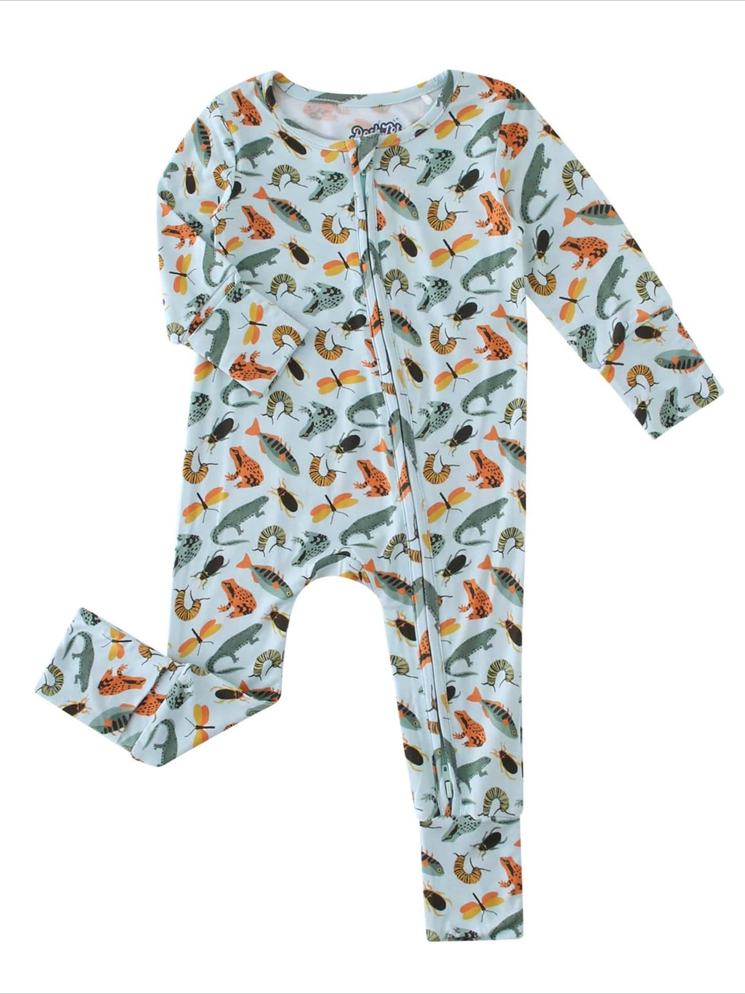 PoshTOT Lizards & Bugs Bamboo Baby Convertible Zippy Romper: 12-18M