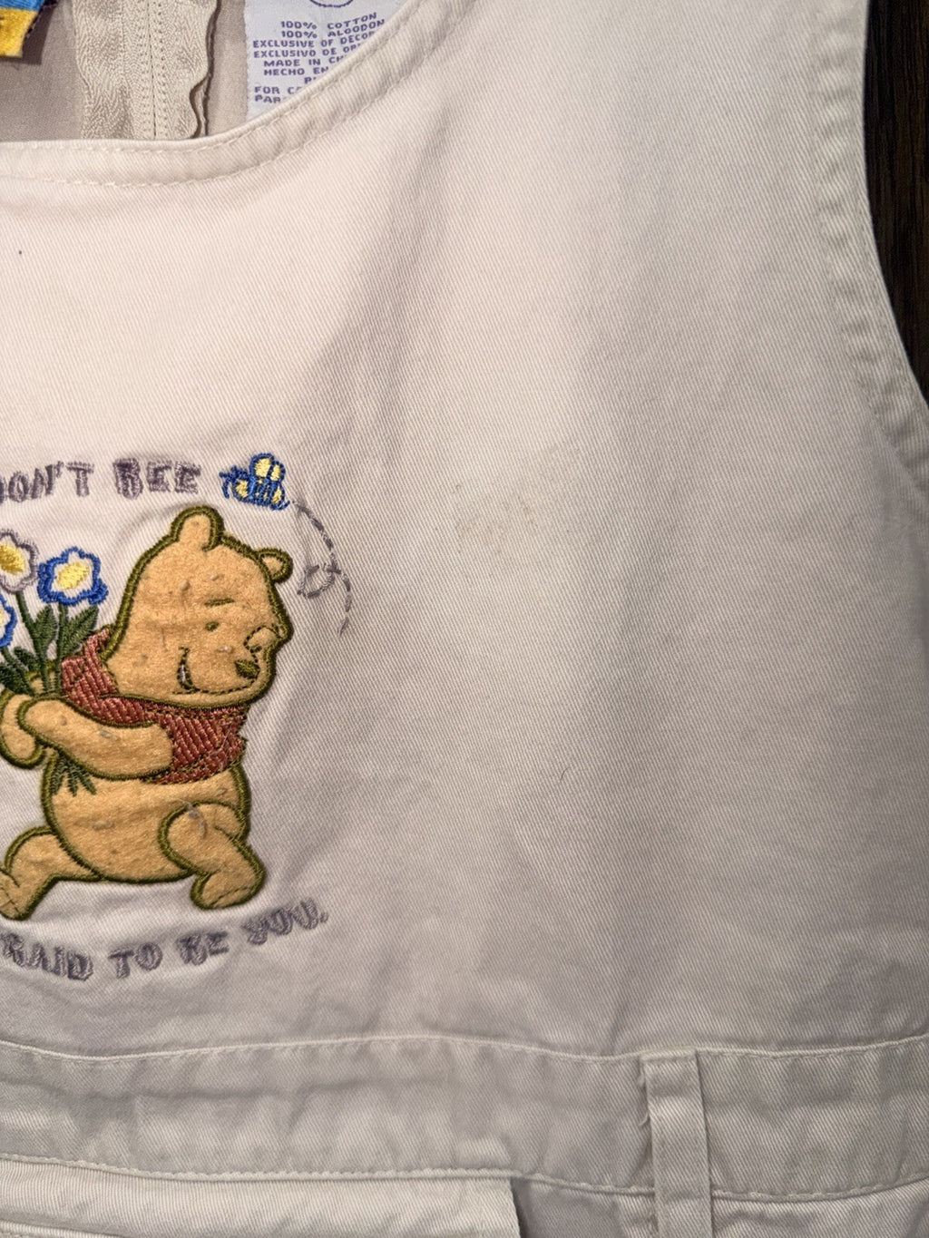 Vintage Disney Winnie the Pooh Eeyore Embroidered Jumper Dress Girls 7/8 Y2K