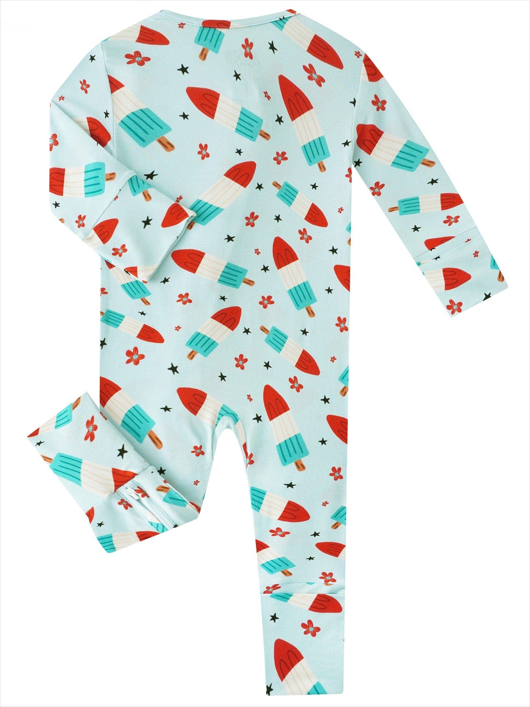 PoshTOT Bomb Pops Bamboo Baby Convertible Zippy Romper: 0-3M