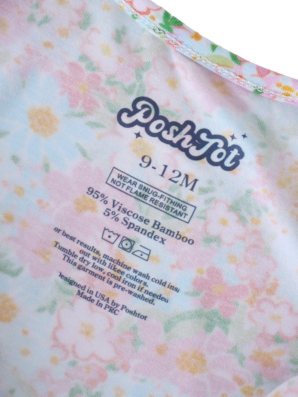 PoshTOT Spring Floral Bamboo Baby Convertible Zippy Romper: 3-6M