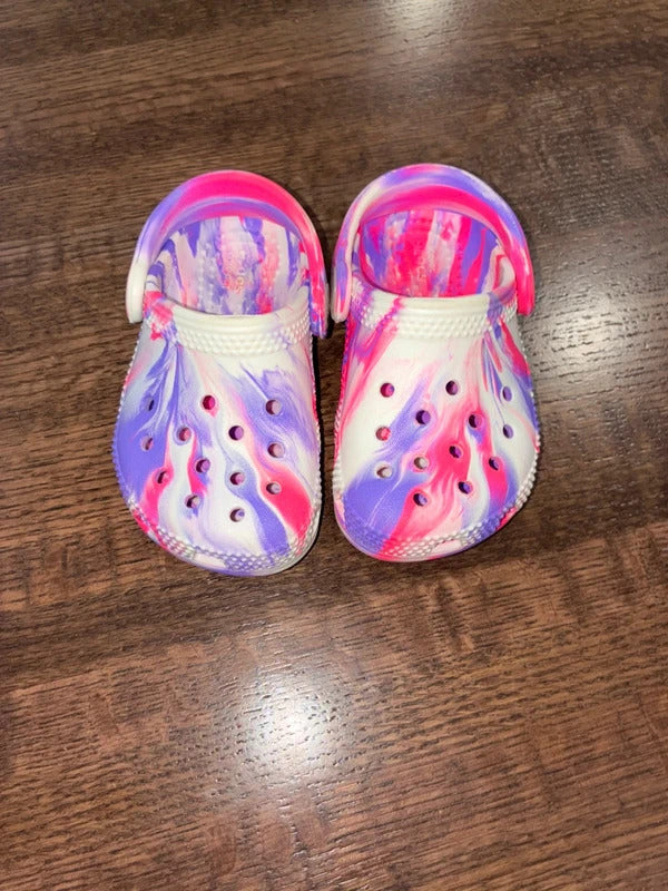 Crocs Toddler Girls Marbled Pink Crush Size 6C New Condition