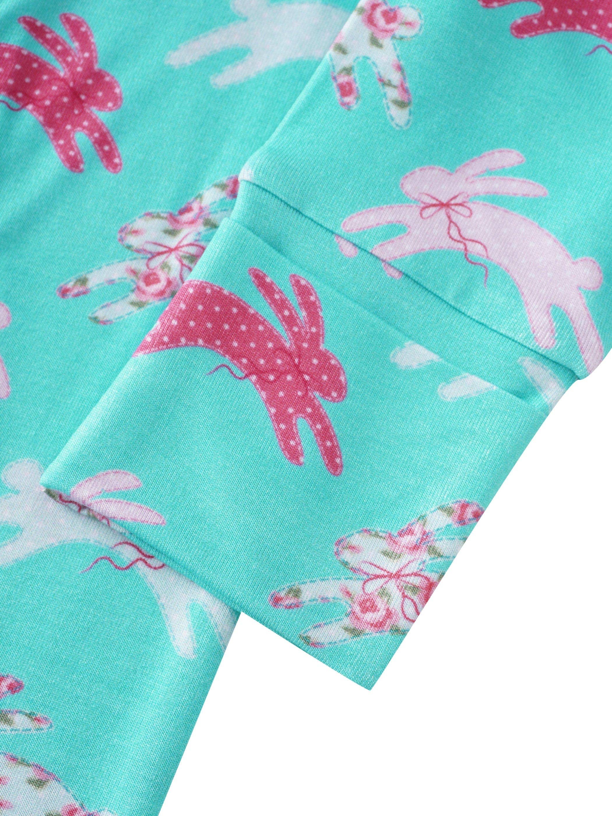 PoshTOT Little Flower Rabbit Bamboo Baby Convertible Zippy Romper: 6-9M