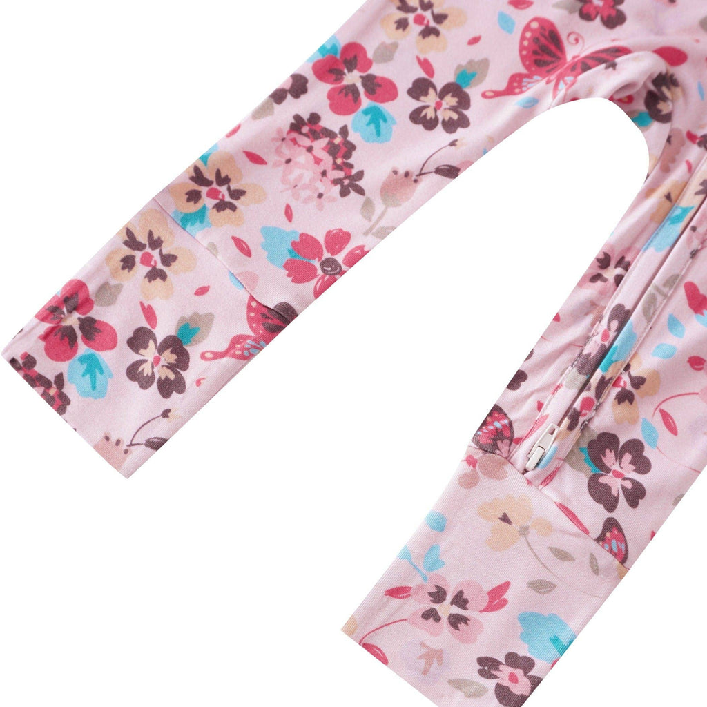PoshTOT Butterfly Bamboo Baby Convertible Zippy Romper: 6-9M