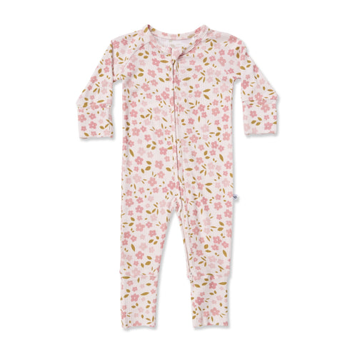 Ava+Oliver Bamboo Blush Blooms Ribbed Convertible Zippy Romper 0-3mos NWT