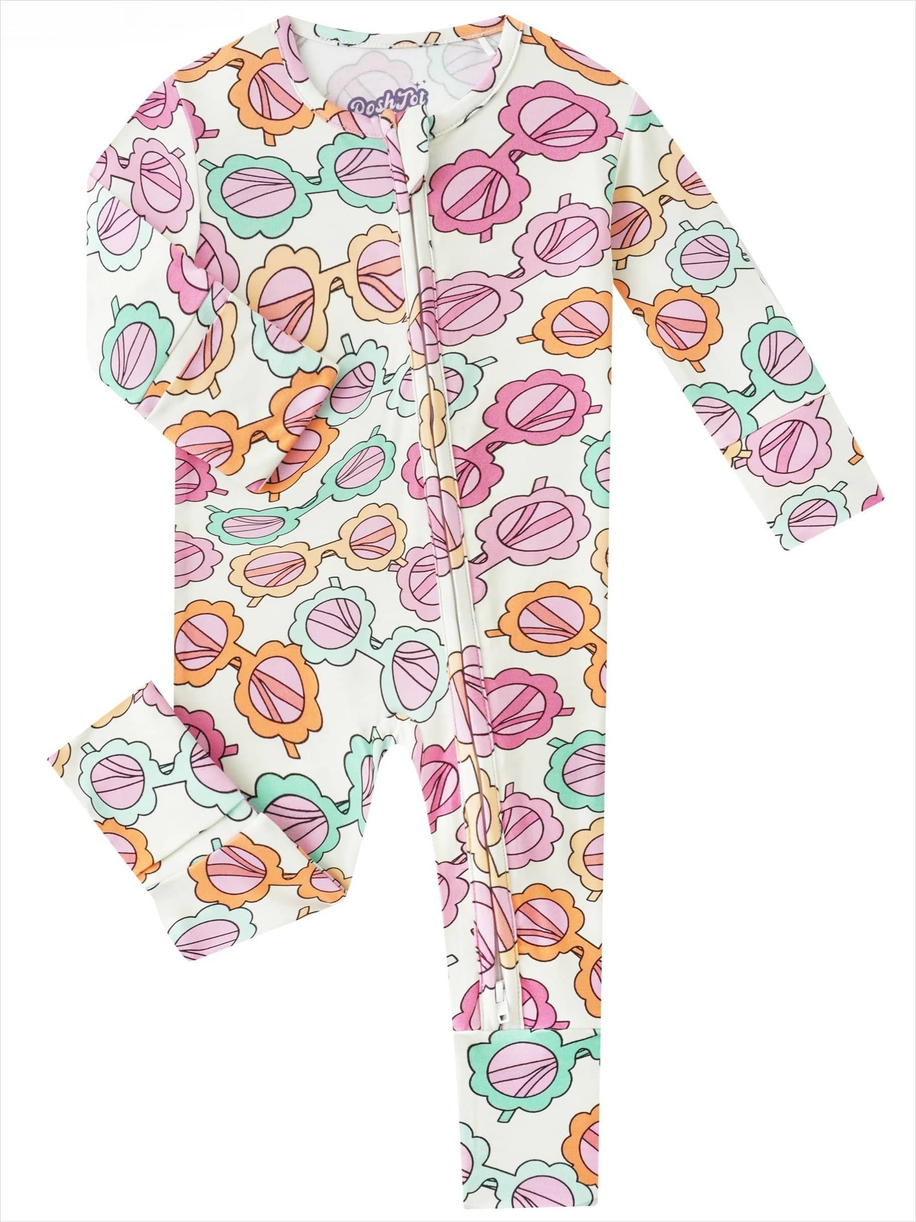 PoshTOT Colorful Stars Bamboo Baby Convertible Zippy Romper: Star / 0-3M