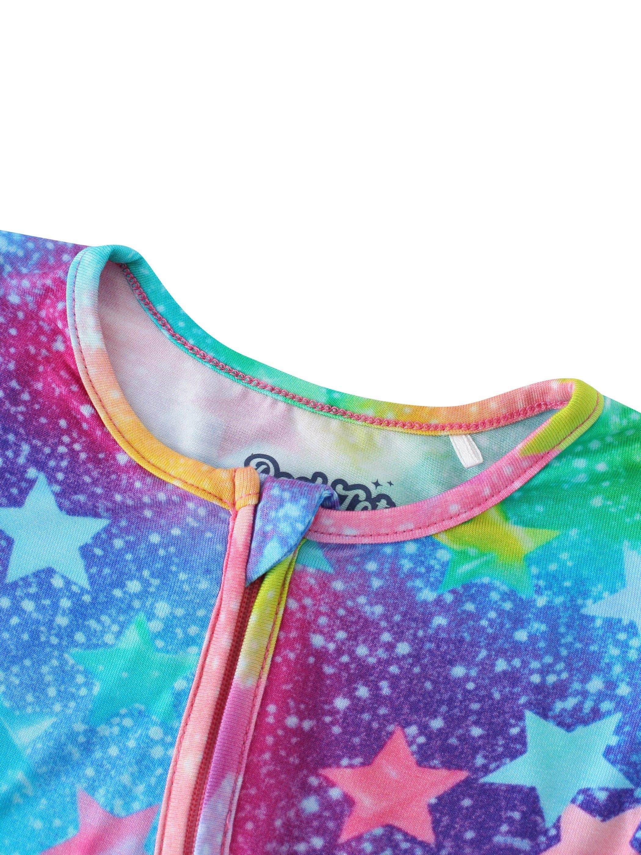 PoshTOT Colorful Stars Bamboo Baby Convertible Zippy Romper: Star / 9-12M