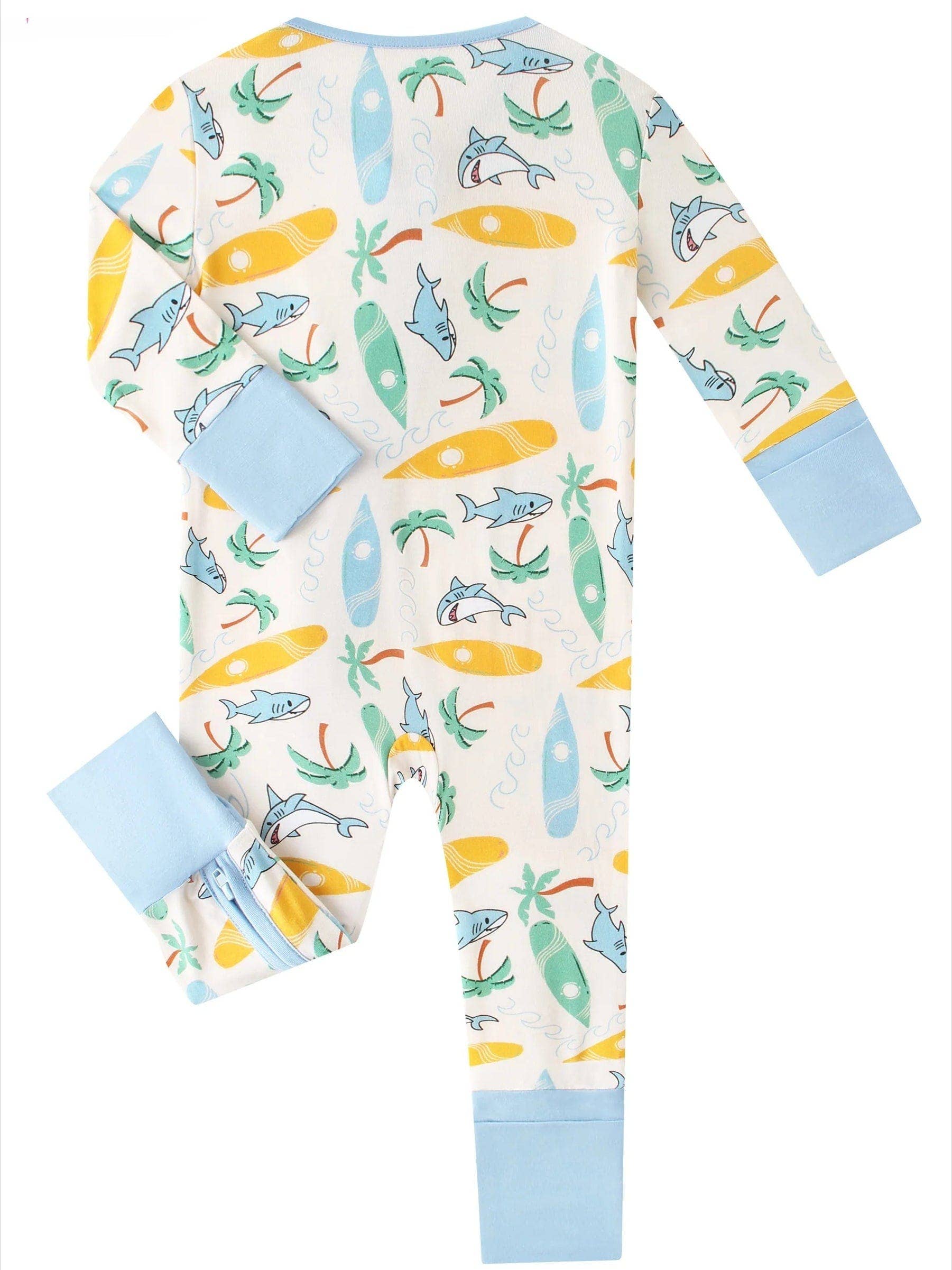 PoshTOT Beach Surfing Bamboo Baby Convertible Zippy Romper: 12-18M