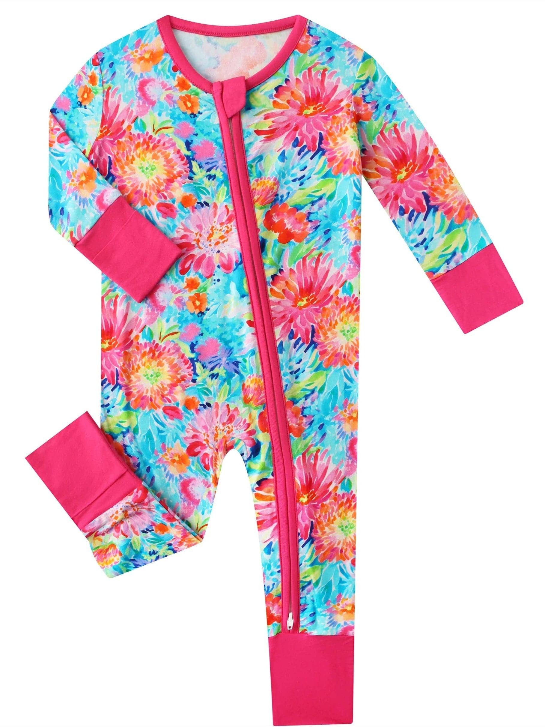 PoshTOT Chrysanthemum Bamboo Baby Convertible Zippy Romper: 12-18M