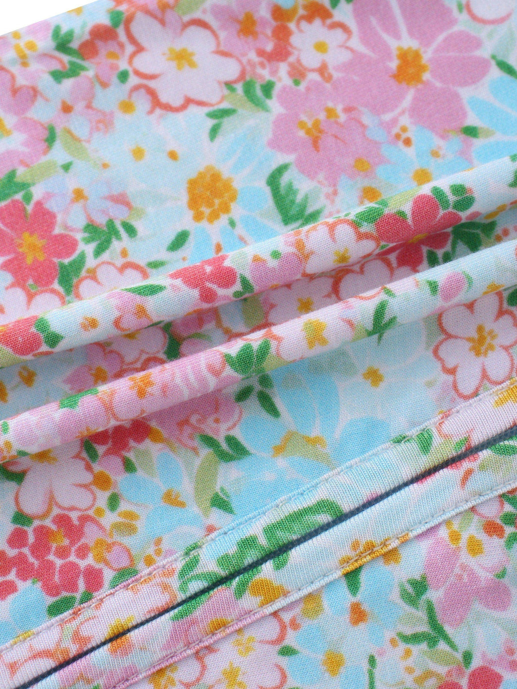 PoshTOT Spring Floral Bamboo Baby Convertible Zippy Romper: 6-9M