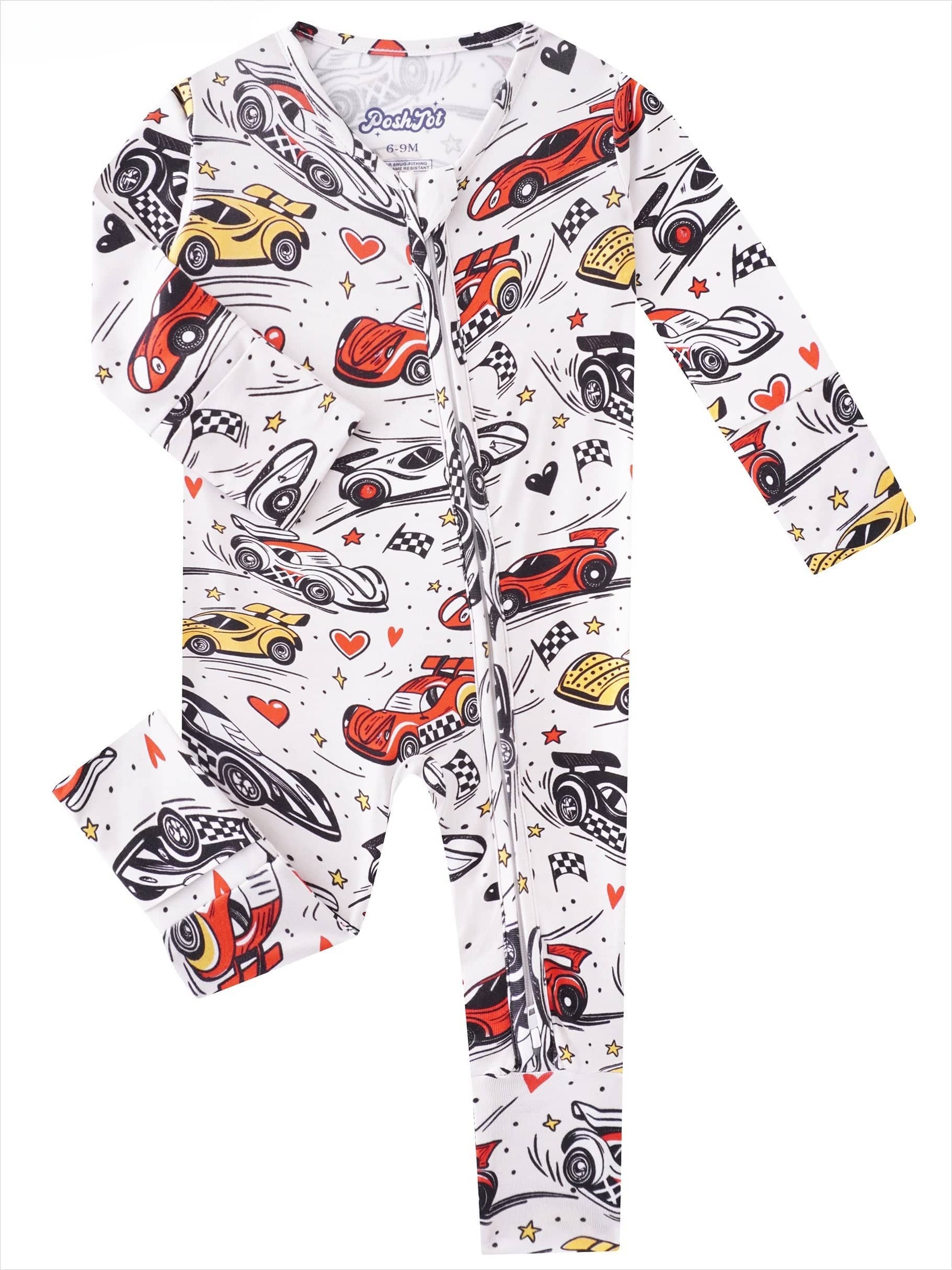 PoshTOT Colorful Stars Bamboo Baby Convertible Zippy Romper: Star / 9-12M