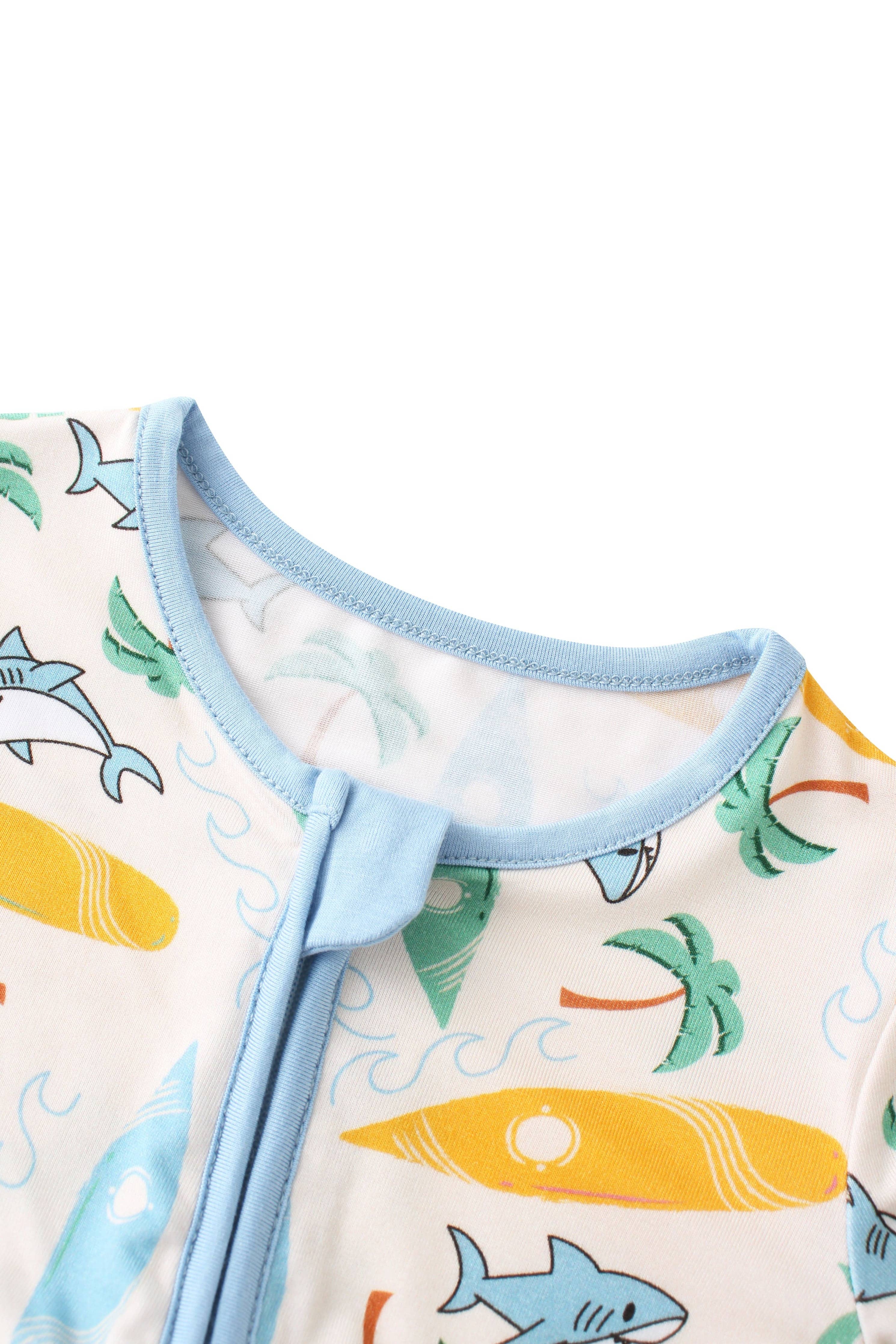 PoshTOT Beach Surfing Bamboo Baby Convertible Zippy Romper: 3-6M