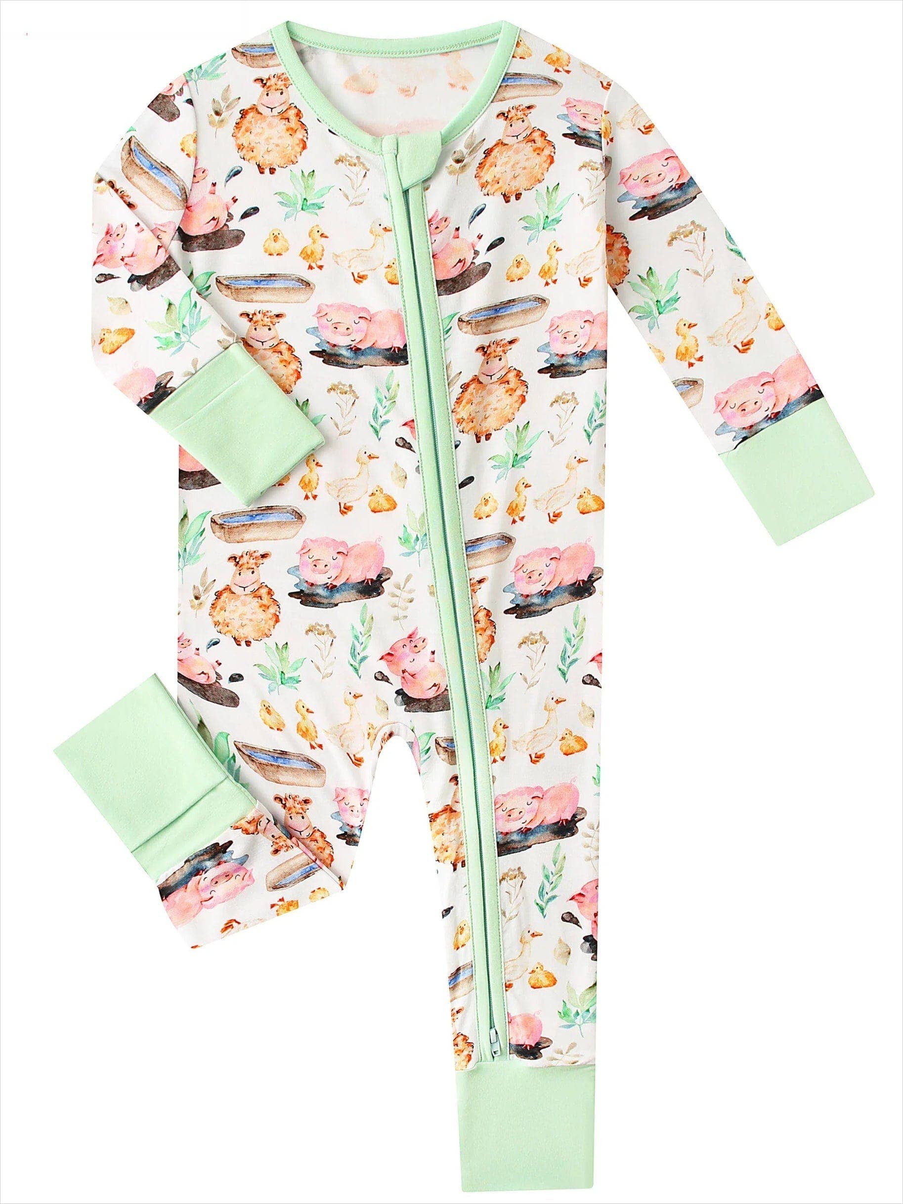 PoshTOT Little Yellow Sheep Bamboo Baby Convertible Zippy Romper: 0-3M