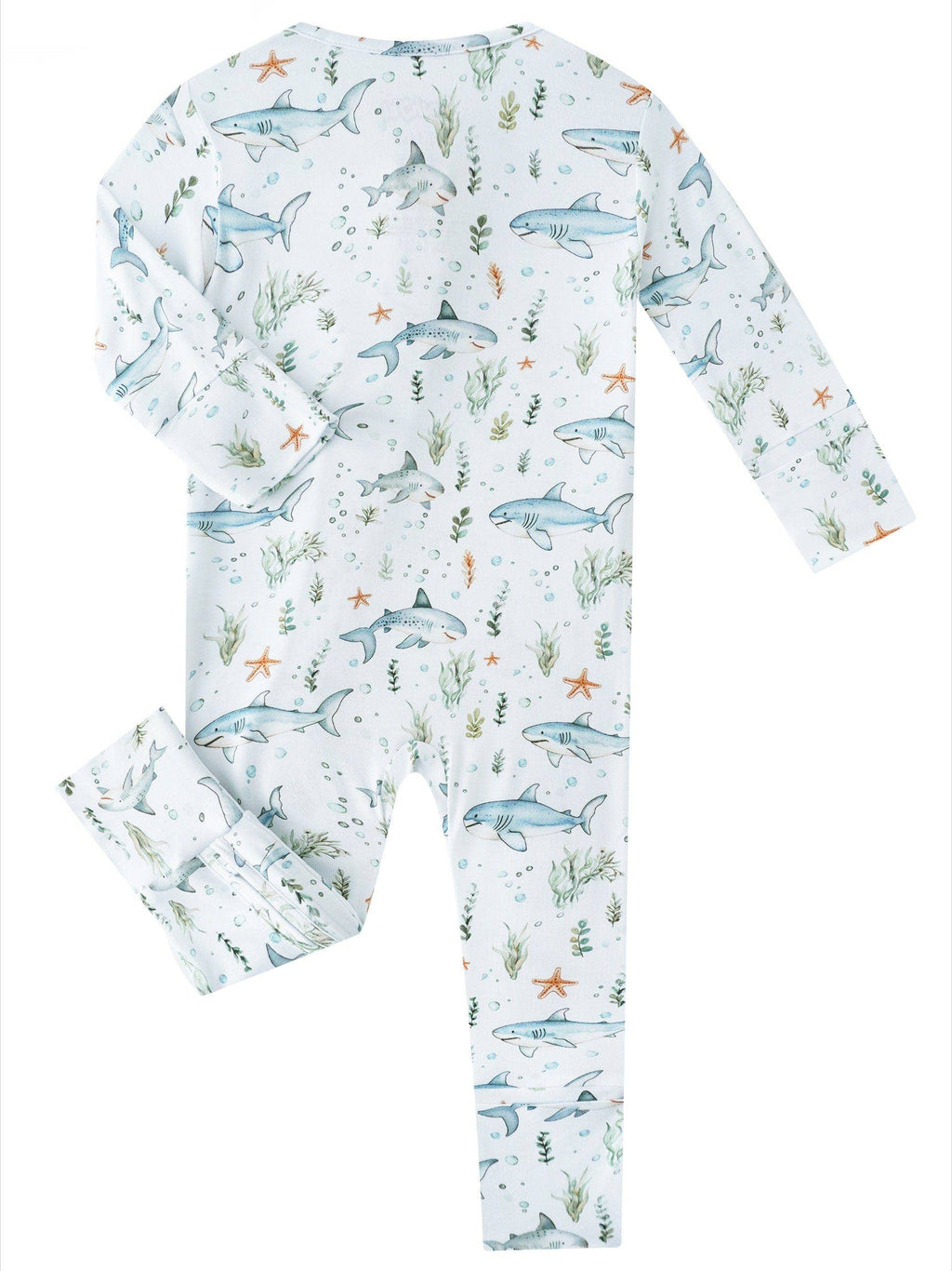 PoshTOT Shark Bamboo Baby Convertible Zippy Romper: 18-24M