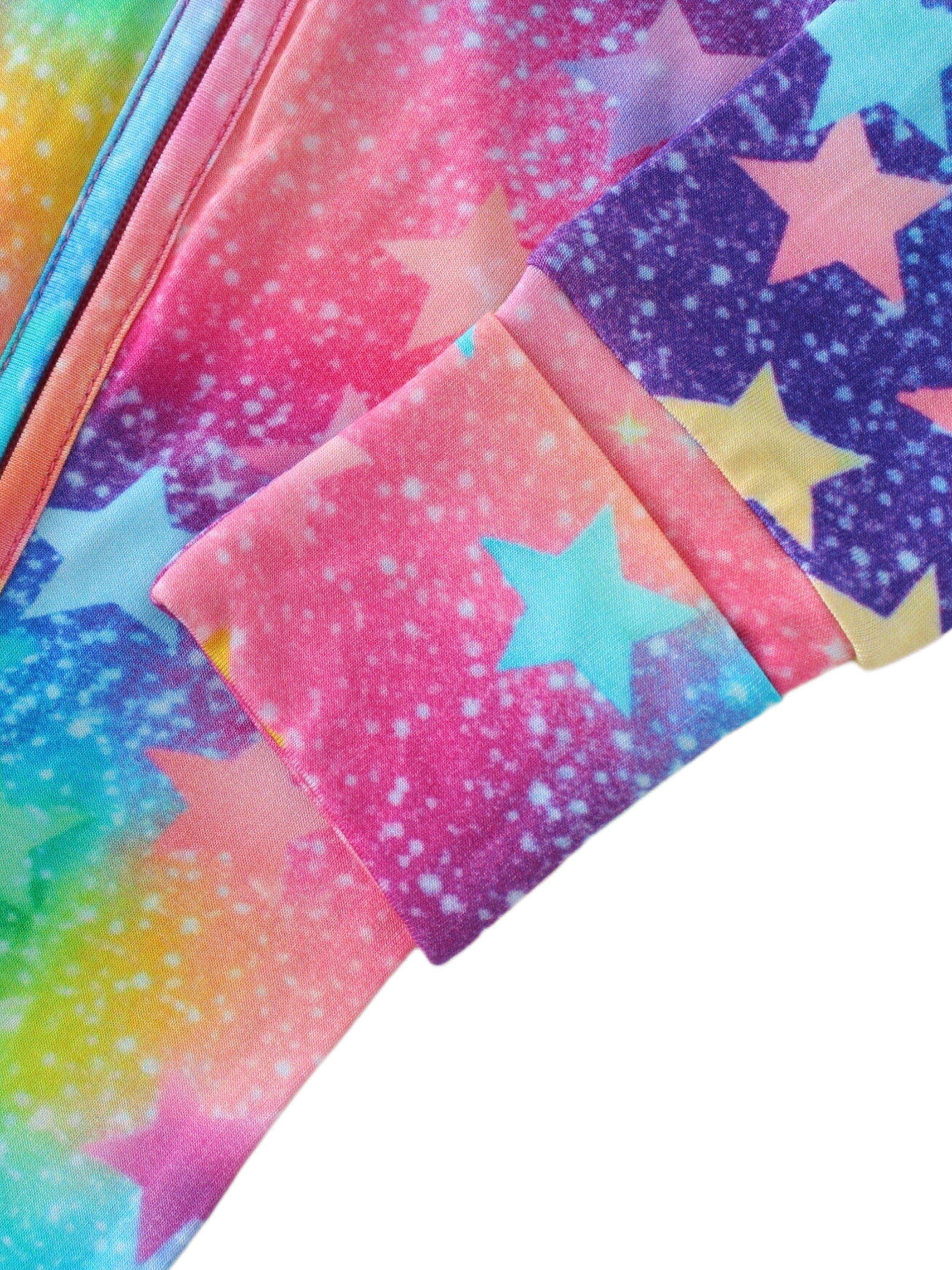 PoshTOT Colorful Stars Bamboo Baby Convertible Zippy Romper: Star / 9-12M